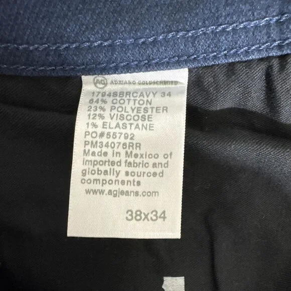 AG Adriano Goldschmeid Everett Pants Mens 38x34 (38x29) Blue Slim Straight Italy - Picture 9 of 11